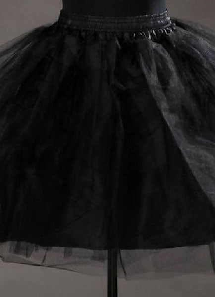 Short Black Taffeta A Line Boneless Two Tier Wedding Petticoats-stylesnuggle