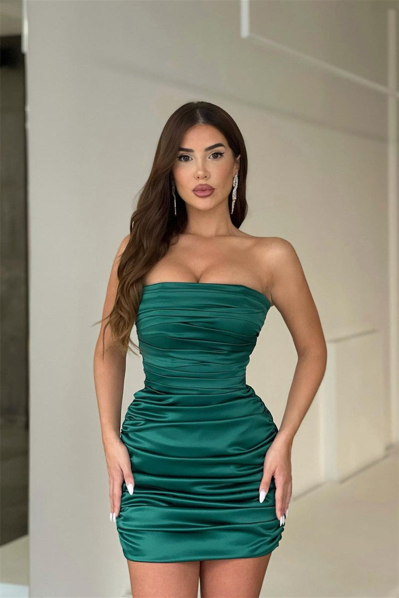 Short Mermaid Strapless Mini Sleeveless Open Back Sexy Homecoming Dress-stylesnuggle