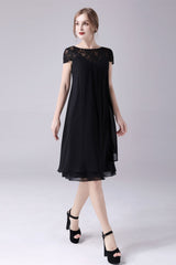 Short sleeves A-line knee-length jewel lace mother's dress-stylesnuggle