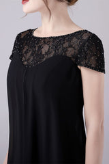 Short sleeves A-line knee-length jewel lace mother's dress-stylesnuggle