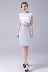 Short sleeves knee length jewel applique mother's dress-stylesnuggle