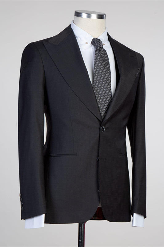 The Bespoke Peaked Lapel Single Breasted Men Suit is an essential part of any wardrobe. Whether you need a sharp business suit, a Custom design black tie evening look or a wedding or prom suit, you will find the perfect fit in stylesnuggle collection.Custom made this Simple Black Peaked Lapel Fashion Slim Fit Formal Men Suits with rush order service.