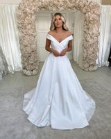 stylesnuggle.com supplies you Simple Retro White Off the shoulder A-line Bridal Gowns online at an affordable price from Satin to A-line Floor-length skirts. Shop for AmazingCap Sleeves wedding collections for your big day.