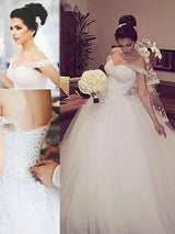 This Sleeveless Ball Gown Lace Off-the-Shoulder Wedding Dresses at stylesnuggle.com will make your guests say wow. The Off-the-shoulder bodice is thoughtfully lined, fast delivery worldwide.