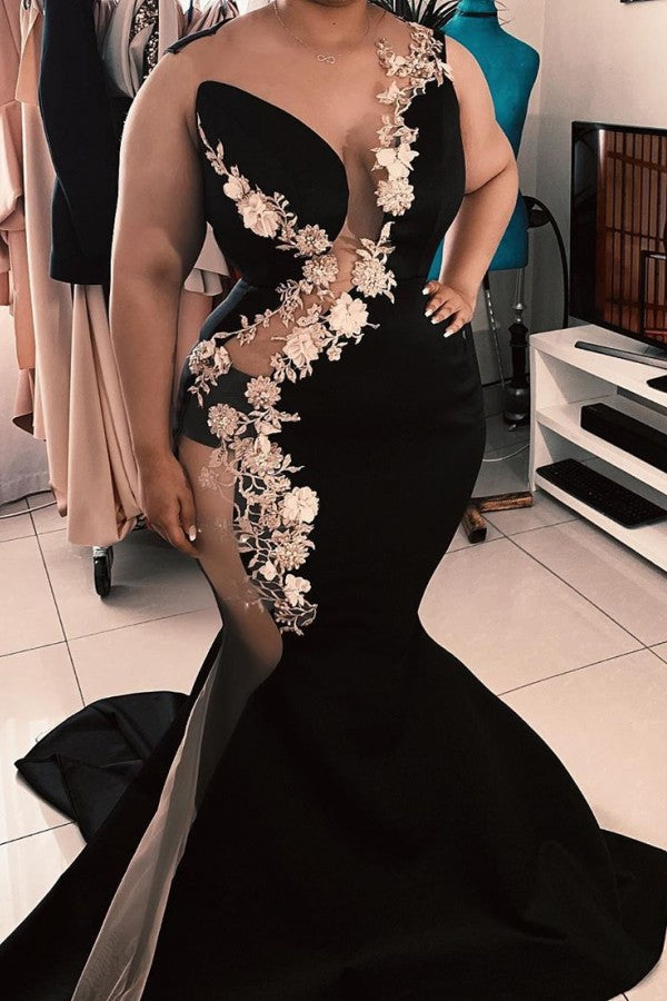 stylesnuggle offers Sleeveless Jewel Sheer Appliques Chic Mermaid Prom Dresses Luxurious Elegant Black Evening Gowns With Chapel Train On Sale at an affordable price from Satin to Mermaid  skirts. Shop for gorgeous Sleeveless  collections for special events.