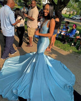 Looking for Prom Dresses, Evening Dresses in Mermaid style,  and Gorgeous Appliques work? stylesnuggle has all covered on this elegant Sleeveless V-neck Appliques Court Train Mermaid Long Prom Dresses.