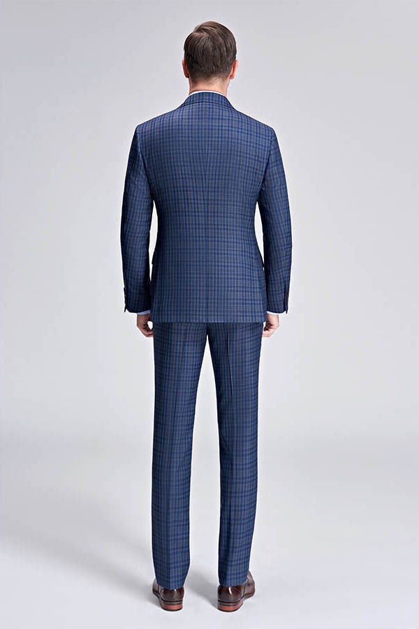 This Small Checked Pattern Gentle Mens Suits, Peak Lapel Blue Suits for Men at stylesnuggle comes in all sizes for prom, wedding and business. Shop an amazing selection of Peaked Lapel Single Breasted Blue mens suits in discount price.