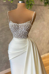 Spaghetti strap Mermaid Sweetheart Sleeveless Sequined Beaded Floor-length Prom Dress-stylesnuggle