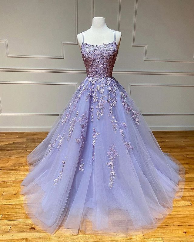 stylesnuggle offers Spaghetti Straps Floral Lace Aline Evening Gown Sleeveless Prom Party Gowns at a good price from Tulle to A-line Floor-length hem. Gorgeous yet affordable Sleeveless Prom Dresses, Evening Dresses.