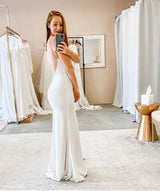 This Spaghetti Straps V-neck Sheath Wedding Dresses Modern Backless Bridal Gowns at stylesnuggle comes in all sizes and colors. Shop a selection of formal dresses for special occasion and weddings at reasonable price.