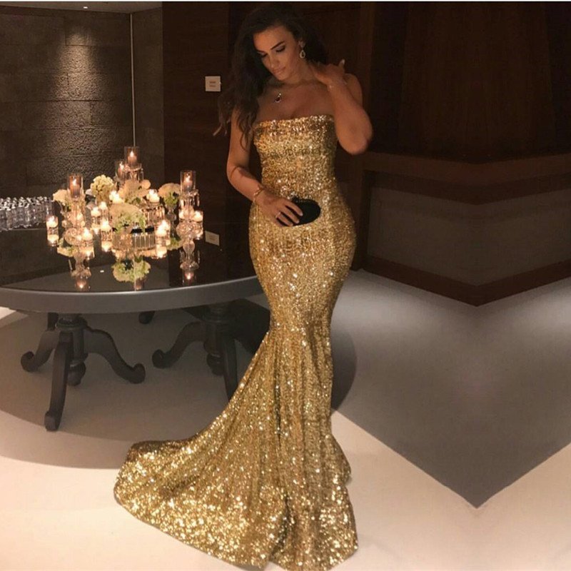 stylesnuggle custom made this Chic mermaid gold sequins New Arrival formal dress in high quality,  we sell dresses On Sale all over the world. Also,  extra discount are offered to our customers. We will try our best to satisfy everyone and make the dress fit you.