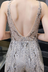 Looking for Prom Dresses, Evening Dresses, Homecoming Dresses, Quinceanera dresses in Tulle, Sequined, Lace,  style,  and Gorgeous Lace, Beading, Crystal, Sequined work? stylesnuggle has all covered on this elegant Sparkle Illusion High neck See-through Prom Jumpsuit.