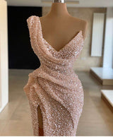 stylesnuggle offer this Luxurious one shoulder sequined Prom Party Gownsin size 2-26w. And custom size is availavle. Free shipping and easy return for this Charming long evening dress On Sale.