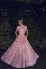 stylesnuggle offers Special High Neck Tassel Beading Cap Sleeves Princess Prom Dresses Blushing Pink Evening Gowns at cheap prices from Organza to A-line Floor-length. They are Gorgeous yet affordable Short Sleeves Prom Dresses. You will become the most shining star with the dress on.