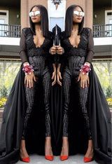 stylesnuggle offers new Special V-neck Long Sleevess Lace Prom dresses with Sequins Trousers Floor Length Evening Gowns With Zipper at cheap prices. It is a gorgeous Two Pieces Prom Dresses, Evening Dresses in Satin, Lace,  which meets all your requirement.