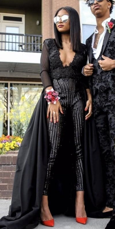 stylesnuggle offers new Special V-neck Long Sleevess Lace Prom dresses with Sequins Trousers Floor Length Evening Gowns With Zipper at cheap prices. It is a gorgeous Two Pieces Prom Dresses, Evening Dresses in Satin, Lace,  which meets all your requirement.