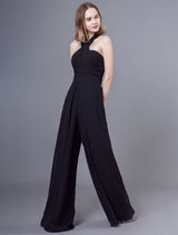 Black Jumpsuits Formal Evening Wedding Party Convertible Chiffon Long One Size Fits All Bridesmaid Dresses