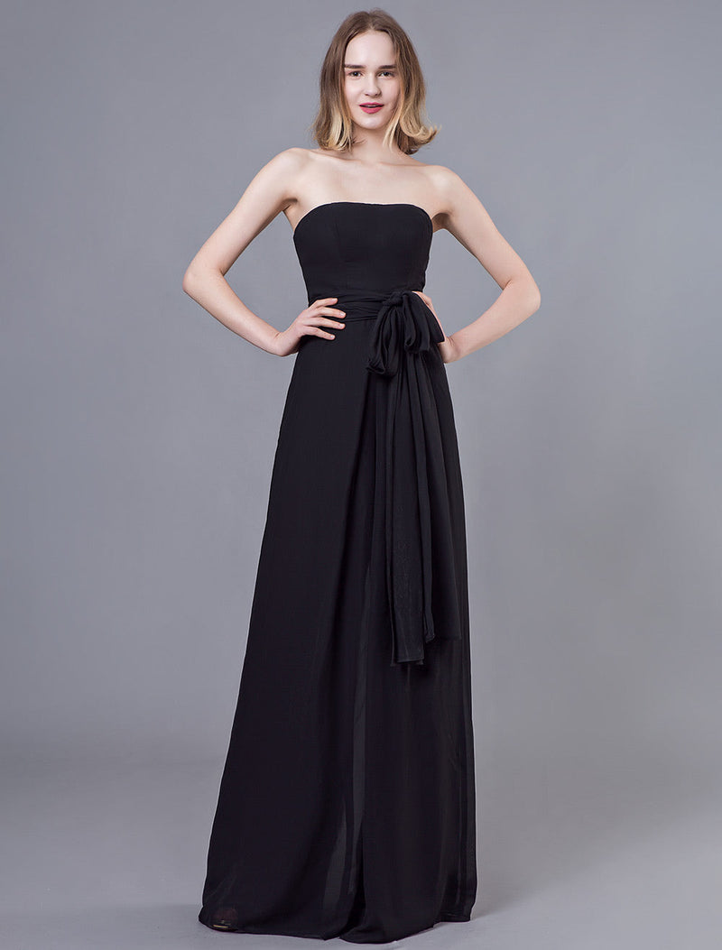 Black Jumpsuits Formal Evening Wedding Party Convertible Chiffon Long One Size Fits All Bridesmaid Dresses