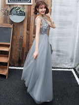 evening dress V Neck A Line Sleeveless Floor Length Wedding Guest Dresses