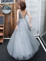 evening dress V Neck A Line Sleeveless Floor Length Wedding Guest Dresses