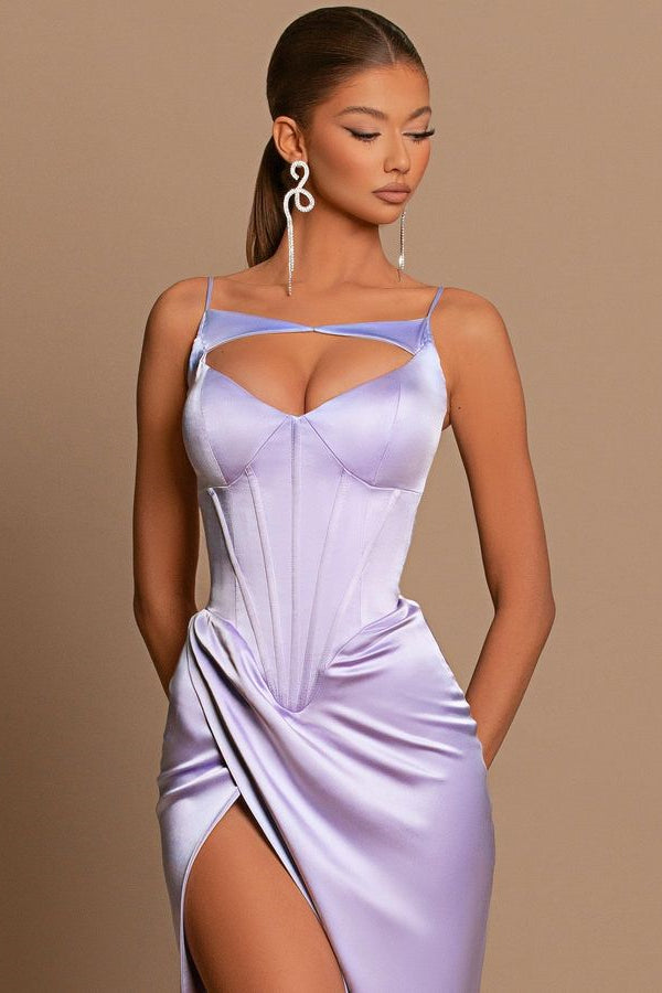 Stunning Lilac Sleeveless Prom Dress Mermaid Split Long Online-stylesnuggle