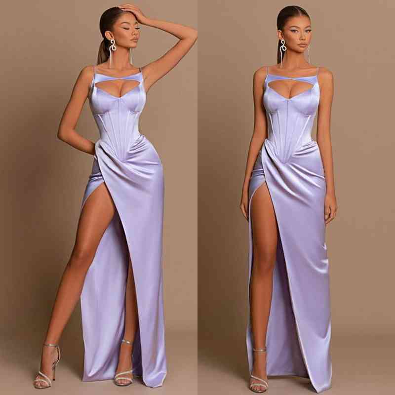 Stunning Lilac Sleeveless Prom Dress Mermaid Split Long Online-stylesnuggle