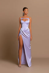 Stunning Lilac Sleeveless Prom Dress Mermaid Split Long Online-stylesnuggle