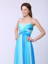 Multicolor A-line Chiffon evening dress with Sweetheart Neck Criss-Cross 