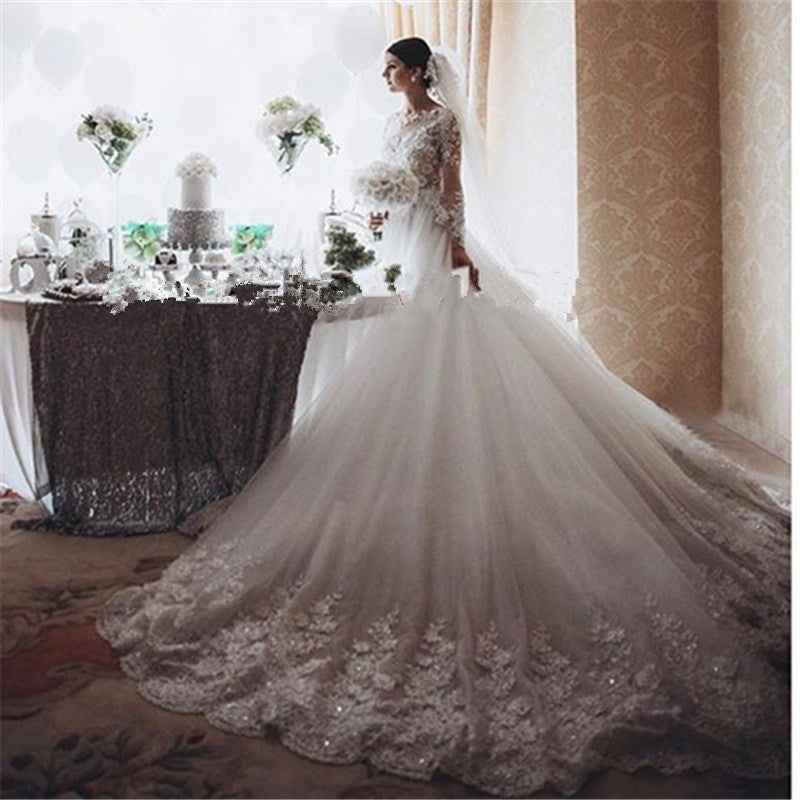 stylesnuggle custom made this court train wedding dress, princess wedding dress in high quality at factory price, offer extra discount and make you the most beautiful one in the party.