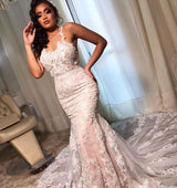 Stunning Sleeveless Mermaid Lace Wedding Dress Online-stylesnuggle