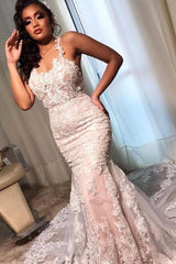 Stunning Sleeveless Mermaid Lace Wedding Dress Online-stylesnuggle