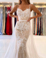 Stunning Spaghetti-Straps Mermaid Prom Dress Lace Appliques-stylesnuggle