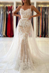 Stunning Spaghetti-Straps Mermaid Prom Dress Lace Appliques-stylesnuggle