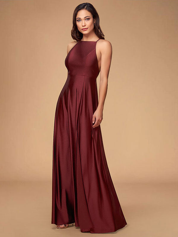 Women Evening Dress Burgundy A Line Criss Cross Lycra Spandex Formal Dinner Dresses