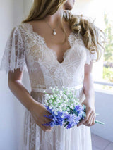 stylesnuggle offers Summer Champange V-neck Cap sleeveles Lace Beach Wedding Dress online at an affordable price from to A-line skirts. Shop for AmazingShort Sleeves wedding collections for your big day.