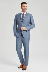 This Superior Blue Stripes Light Blue Business Mens Suits at stylesnuggle comes in all sizes for prom, wedding and business. Shop an amazing selection of Peaked Lapel Single Breasted Light Blue mens suits in cheap price.