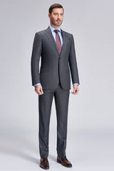 stylesnuggle made this Superior Checked Notch Lapel Two Buttons Dark Grey Suits for Business Men with rush order service. Discover the design of this Grey Plaid Single Breasted Notched Lapel mens suits cheap for prom, wedding or formal business occasion.