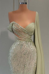 Sweetheart Strapless One Shoulder Sequined Floor-length Mermaid Prom dress-stylesnuggle