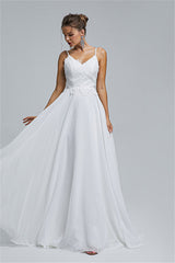 Tulle A-line Sheer Straps Sweetheart Applique Floor-length Sleeveless Wedding Dress Cover-stylesnuggle