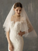 Two Tier Tulle Cut Edge Drop Wedding Veil-stylesnuggle