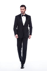 This Unique Silk Peak Lapel Two Buttons Solid Black Wedding Suits for Men at stylesnuggle comes in all sizes for prom, wedding and business. Shop an amazing selection of Peaked Lapel Single Breasted Black mens suits in cheap price.