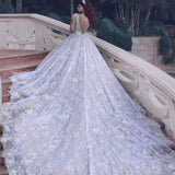 stylesnuggle offers Vintage Luxurious Muslim Crystal Beading Cathedral-Train Sheer Lace Wedding Dress at factory price ,all made in high quality.