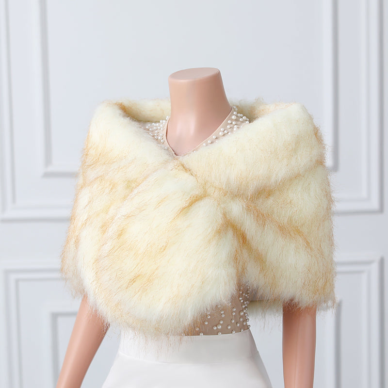 Warm Beige Ear Design Winter Wedding Shawl-stylesnuggle