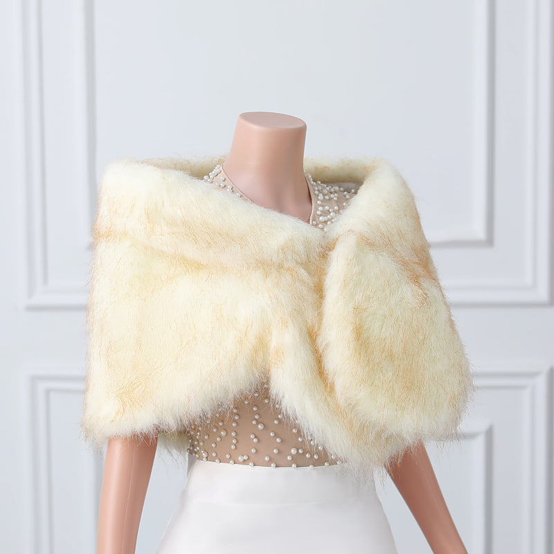 Warm Beige Ear Design Winter Wedding Shawl-stylesnuggle