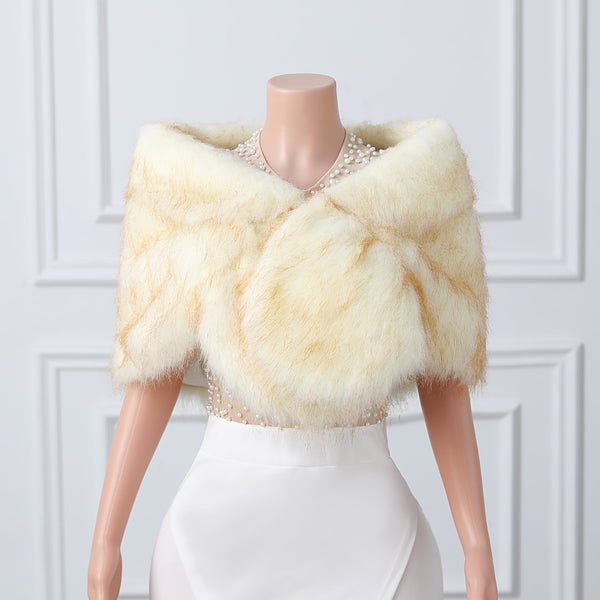 Warm Beige Ear Design Winter Wedding Shawl-stylesnuggle