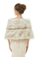 Warm Light Brown Wedding Wraps Faux Fur Bridal Cover Up-stylesnuggle