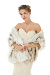 Warm Light Brown Wedding Wraps Faux Fur Bridal Cover Up-stylesnuggle