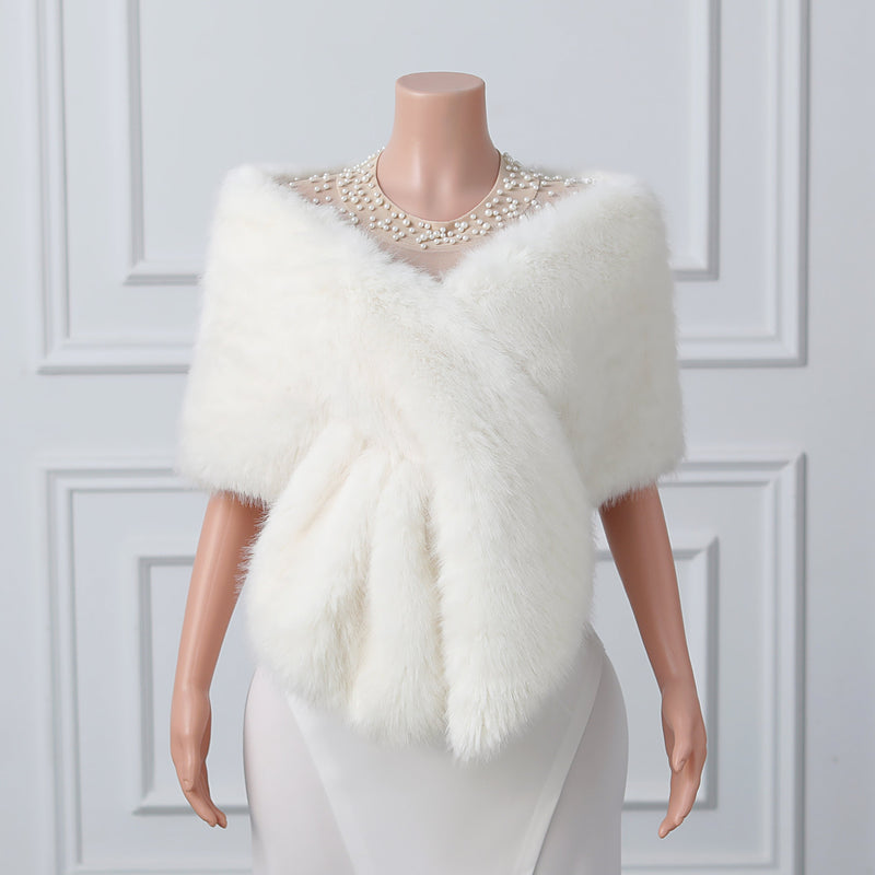 Warp knitted wool round hole mid-length imitation wool wedding shawl-stylesnuggle