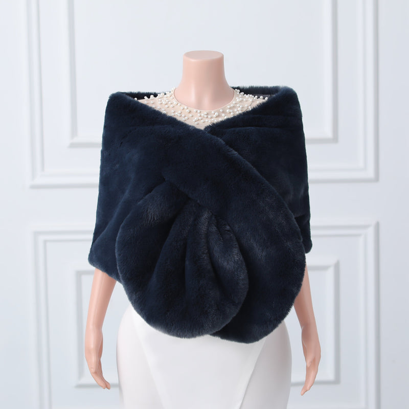 Warp knitted wool round hole mid-length imitation wool wedding shawl-stylesnuggle