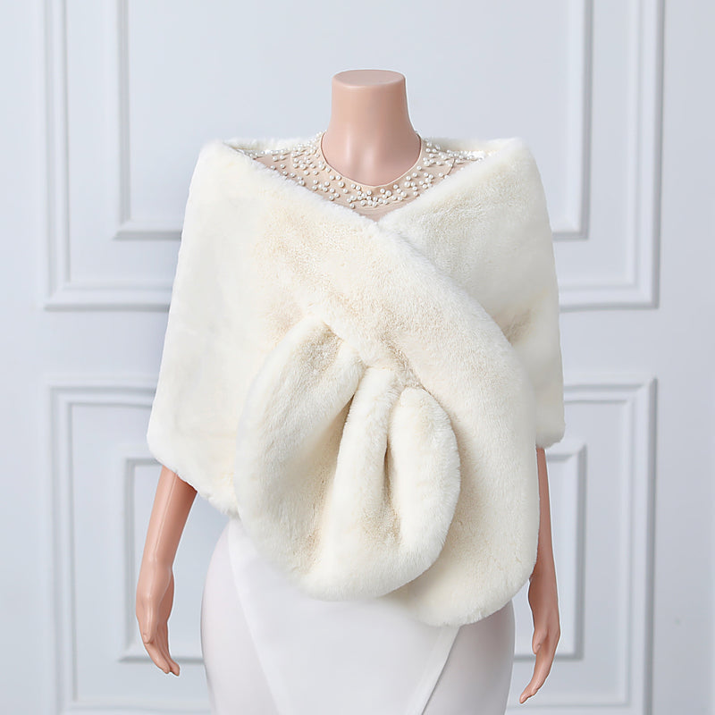 Warp knitted wool round hole mid-length imitation wool wedding shawl-stylesnuggle